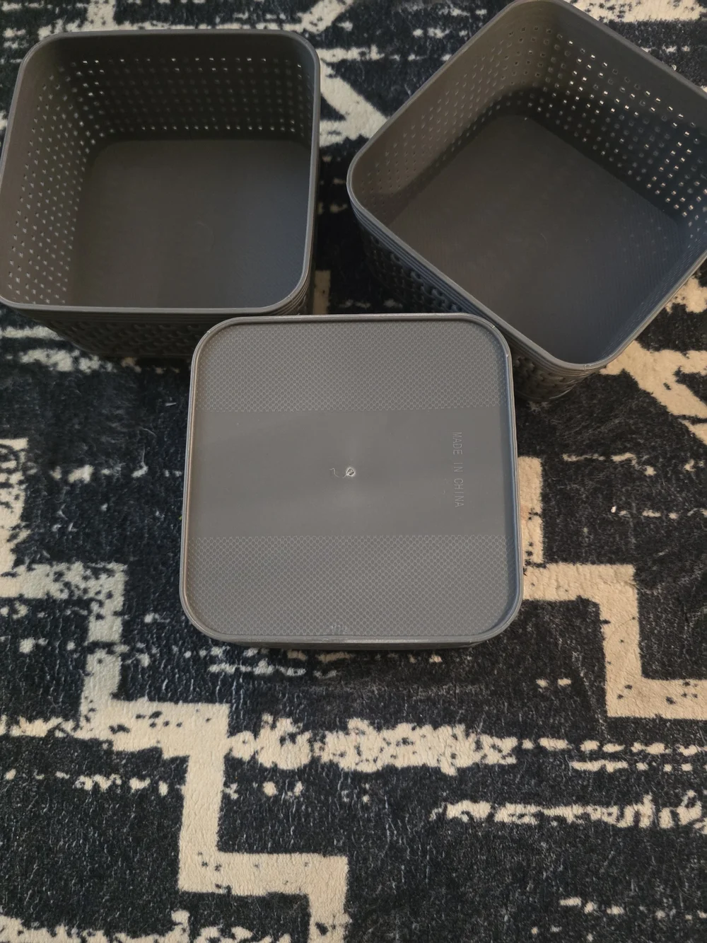 Gray Woven-Style Plastic Storage Baskets - Set of 3
